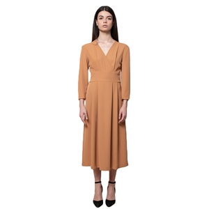 Vestido largo estilo <span class=keywords><strong>imperio</strong></span> de la mejor calidad 100% italiano, con manga 3/4, cuello en V y cremallera <span class=keywords><strong>invisible</strong></span> en el lateral para ceremonias. - Product Image 1