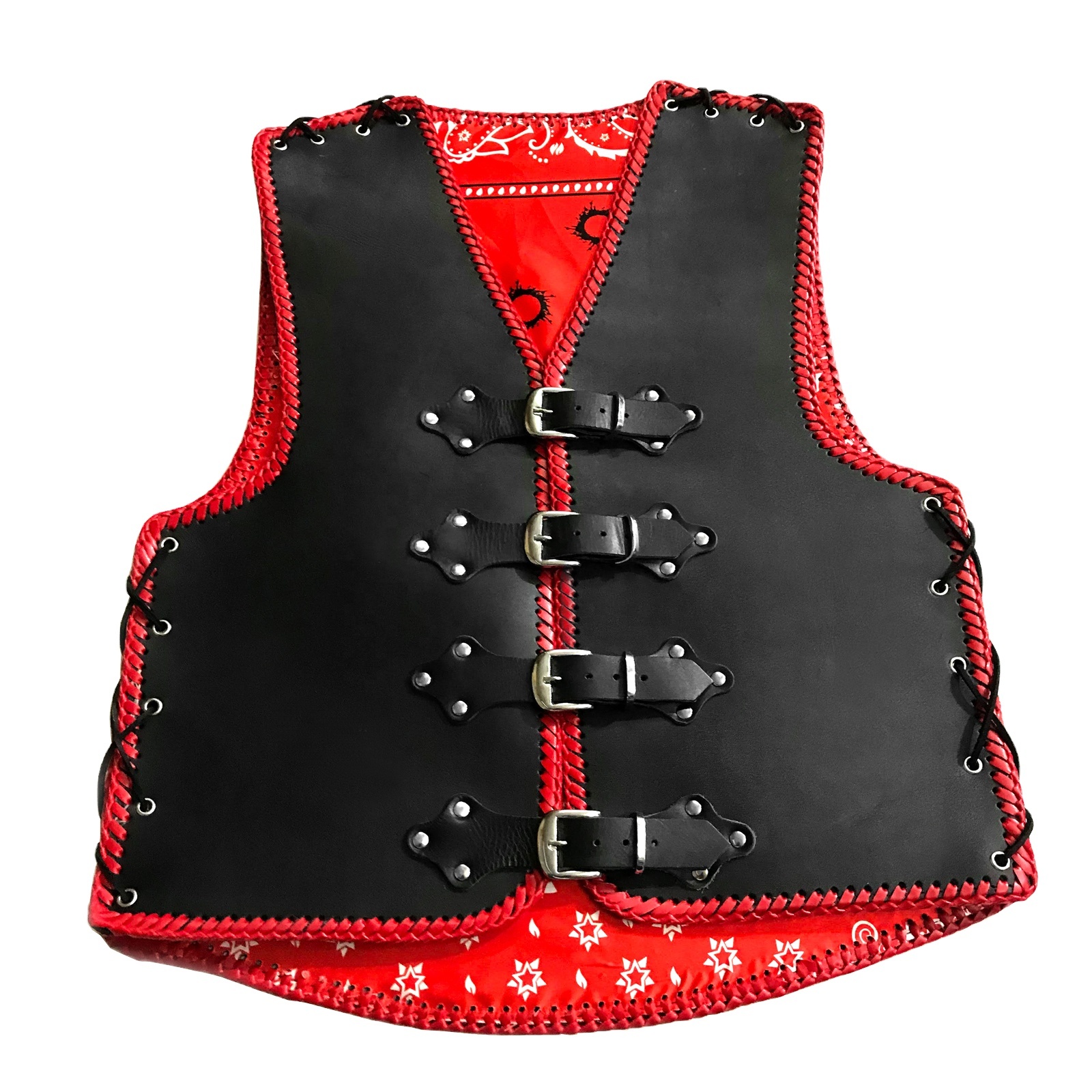 New Style Mens Genuine Leather Rock Vests Metal Chain Biker Vest Motorcycle Sleeveless Real Leather Men's Vests & Waistcoats