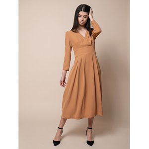 Vestido largo estilo <span class=keywords><strong>imperio</strong></span> de la mejor calidad 100% italiano, con manga 3/4, cuello en V y cremallera <span class=keywords><strong>invisible</strong></span> en el lateral para ceremonias. - Product Image 6