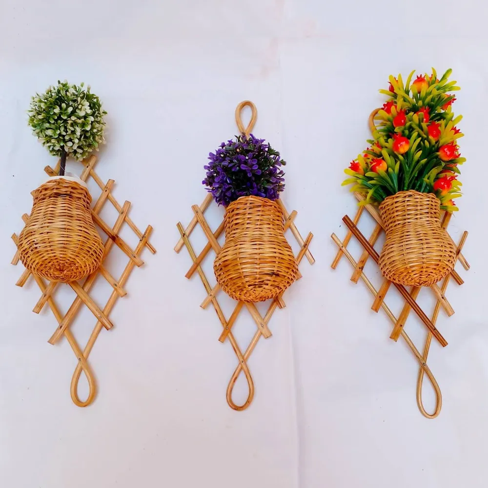Элегантный набор из 3 ротанговых настенных плантаторов, настенные Висячие вазы из Вьетнама, оптовая продажа
