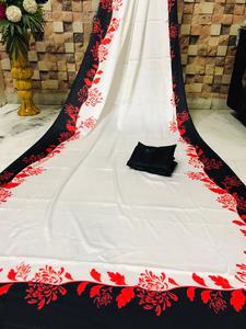 Modern Designer Party Wear Georgette Soie Coton Fleur Imprimé Travail et Blouse Non Cousue Couleur Violet Femmes Indiennes Porter Ethnique - Product Image 5