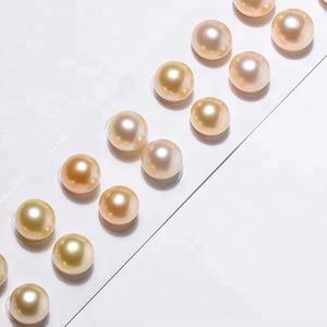 AA AGUA DE MAR UN PAR CHINA GOLDEN MAR DEL SUR CUENTAS DE PERLAS REDONDAS - Product Image 2