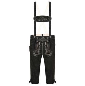 Lederhosen cuir noir en daim pour hommes Short brodé personnalisé tenue traditionnelle allemande confortable Vintage mode bavaroise - Product Image 1