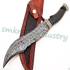 Lima de latón Damasco hecha a mano con mango de trabajo, cuchillo bonito con Funda de cuero (smk1296) - Product Image 2