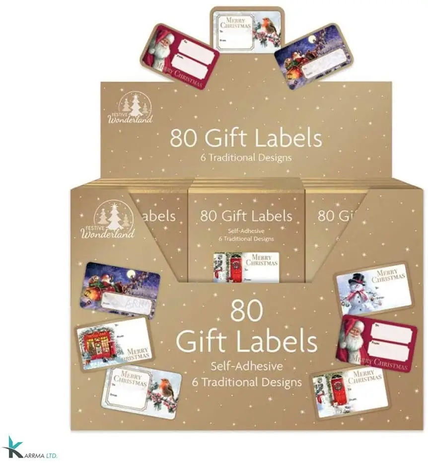 Increíble de Navidad oro 80 regalo pegatinas de etiqueta autoadhesiva y único 6 diferentes diseño navidad regalo personalizado pegatinas de etiqueta