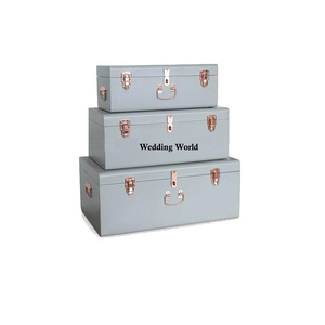 Caja de Metal para maletero, contenedor de almacenamiento hecho a mano con revestimiento de polvo, forma Rectangular, alta calidad, color gris, venta al por mayor - Product Image 1