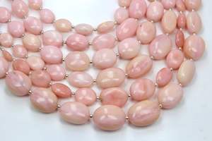 ลูกปัดหินโอปอลสีชมพูธรรมชาติทำด้วยมือทรงรีเรียบขนาด8นิ้ว - Product Image 2