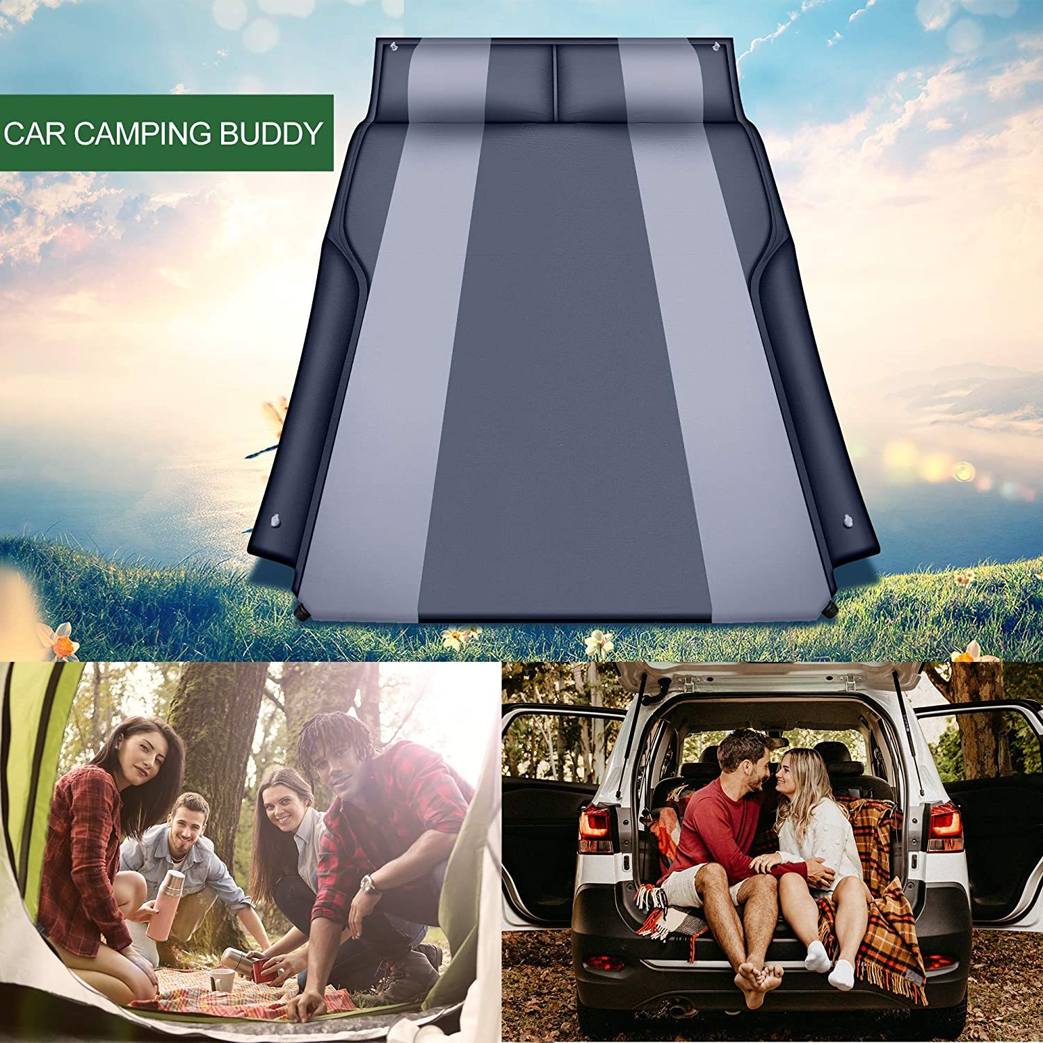 Matelas Gonflable Voiture 100x60x15cm - Coussin D'Air Pour Coffre Et Camping Auto