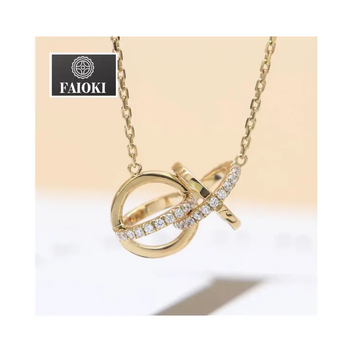 Faioki Design 925 Sterling Silver Cubic Zirconia OEM ODM Wholesale Price Modern Style Yellow Gold Pendant Necklace for Women