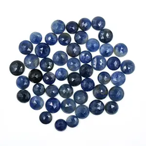 Natural Blue Sapphire Round Rose Cuts For Ring、Gemstone Faceted Cabochon、Flat Back Stones For Jewelry