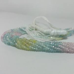 Cuentas de piedras preciosas Rondelle facetadas de piedra aguamarina múltiple Natural de 3mm Strand IGI Certified Jewel Creation Best Wholesale Factory - Product Image 1