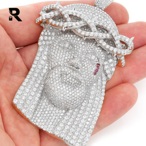 Colgante de cara de Jesús con forma redonda de diamante, oro blanco/rosa/amarillo de 14k, 23,75 CTW - Product Image 4