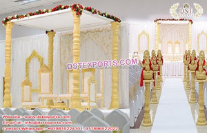 Mandap de Boda Redondo Moderno de Diseño con Madera Tratada y Características Ligeras, Arreglo Tradicional Hindú Tallado, Australia - Product Image 4