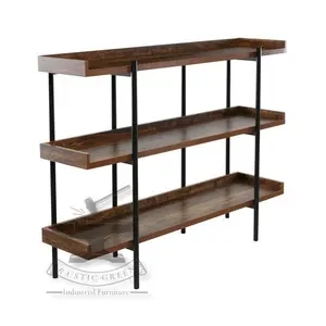 Estante pequeño de madera de nogal y hierro para libros, muebles versátiles para el hogar para oficina, comedor, cocina y almacenamiento de apartamentos - Product Image 1