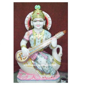 Statue de Saraswati Maa en marbre, vente en gros indien exclusif - Product Image 1