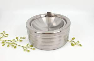 king International Manufacturer Round Ashtray 430 Stainless Steel <b>Cigarette</b> Ash Tray Windproof Ashtray with Lid Desktop - Product Image 2