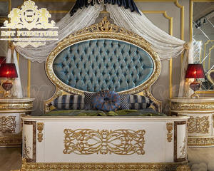 Rococo-muebles italianos para dormitorio, conjunto de dormitorio tallado de oro real, estilo francés - Product Image 3