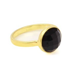 Anillo de Plata de Ley 925 hecho a mano con piedras preciosas Eternity Vermeil, fabricación personalizada, ónix negro Natural, joyería fina de 10mm para mujer - Product Image 1