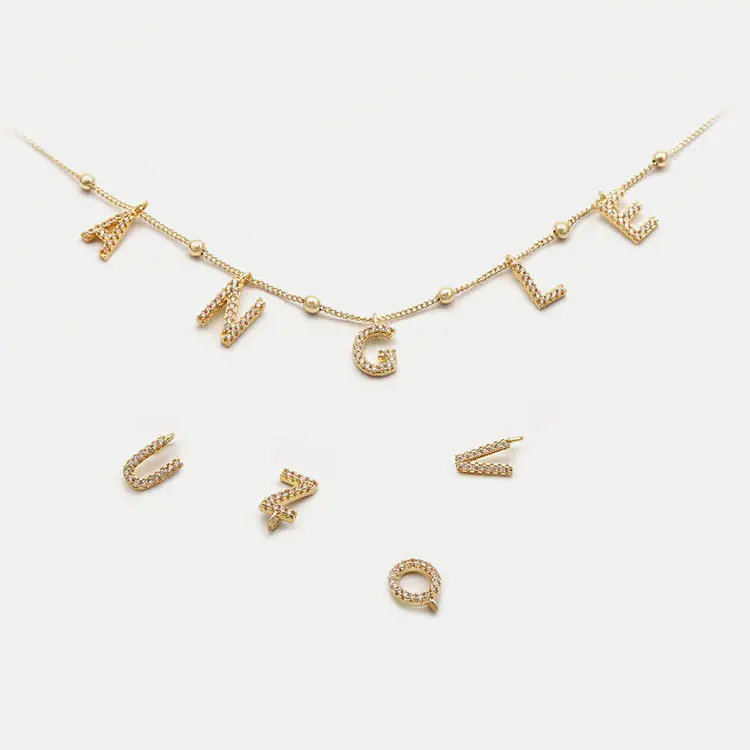 Doreen — breloques à pendentif Alphabet or 14k, bijoux avec pendentif de lettres en diamant et numéro personnalisé, collier