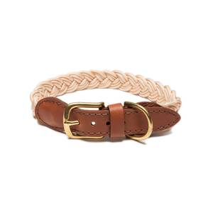 Collar de Algodón Natural Hecho a Mano con Detalles en Cuero, Estilo Champán - Product Image 1