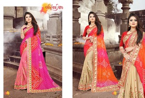 New Ấn Độ Gujarati Truyền Thống Kutchhi Bandhej <span class=keywords><strong>Saree</strong></span> Bộ Sưu Tập Trong Rêu Vải Voan Bán Buôn Giá Thấp Surat Ấn Độ Bandhani - Product Image 4