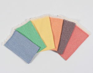 Serviette de cuisine à motif diamant de haute qualité Fouta en coton et lin pour usage domestique et sport - Product Image 1