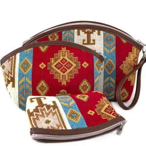 Boho Chic Vintage Kilim Desing <b>Make</b> <b>Up</b> <b>Bag</b> - Wallet Triple Set from Turkey - Product Image 1