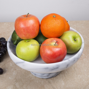 Natural <b>White</b> Marble Fruit Bowl On Pedestal - Product Image 5