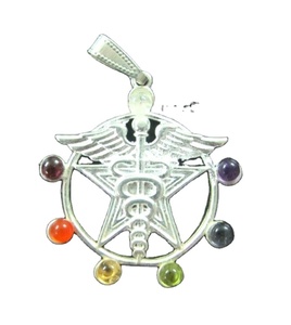 Colgantes de Piedras de Chakra de Ángel, Juego de 7 Piedras, Plateado, Unisex, para Regalo - Product Image 1