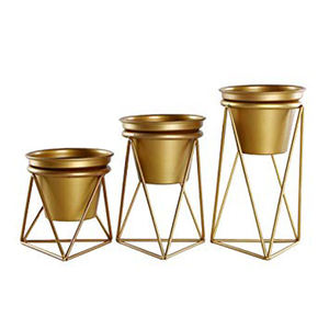 Pot de jardinière de jardin de fleur de forme ronde en laiton avec support décor à la maison lingot de laiton fini polonais - Product Image 1