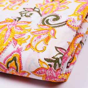 Indian Hand Block Print Fabric Beautiful Decorative Handmade Floral Print Cotton Fabric Dress Making - Product Image 1