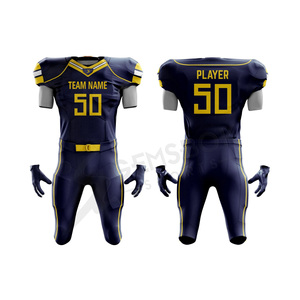 ชุดยูนิฟอร์มอเมริกันฟุตบอลสำหรับผู้ใหญ่ขายส่ง แห้งเร็ว ระบายอากาศได้ดี ป้องกันแบคทีเรีย ป้องกันรังสียูวี พิมพ์ลายดิจิทัลตามสั่ง 100% - Product Image 1