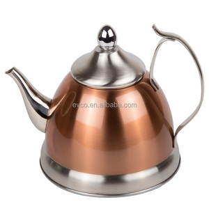 Nobili-<b>Tea</b> 1.0 Qt. Stainless Steel <b>Tea</b> <b>Kettle</b> with Removable Infuser Basket in Copper Color - Product Image 1
