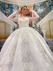 ชุดราตรียาวหรูหราผ้าชีฟองสำหรับผู้หญิง,ชุดเดรสไปงานแต่งชุดเจ้าสาวผ้าซาตินหรูหราสไตล์ตุรกี - Product Image 5