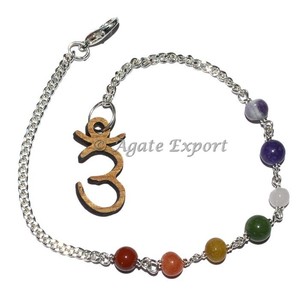Agya Chakra Symbol Pendulum Chain Agate Export Model Cord-025 Made in India for Jewelry Findings - Product Image 1