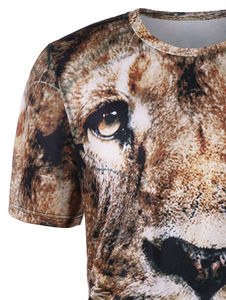 3D impression à manches Courtes T-shirt homme lion modelage Corps sculptant Confortable - Product Image 5
