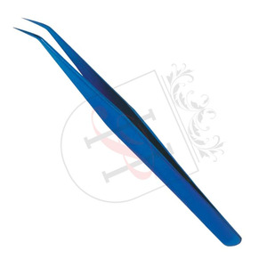 Pince à épiler de 12mm 45 degrés, pour faux cils, courbés, de couleur bleue, outils de maquillage, 2018 - Product Image 2