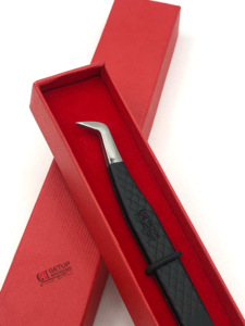 Pince à épiler professionnelle pour extension de cils Diamond Grip Nouveau style Revêtement en poudre noire mate Outil de beauté en acier inoxydable - Product Image 2