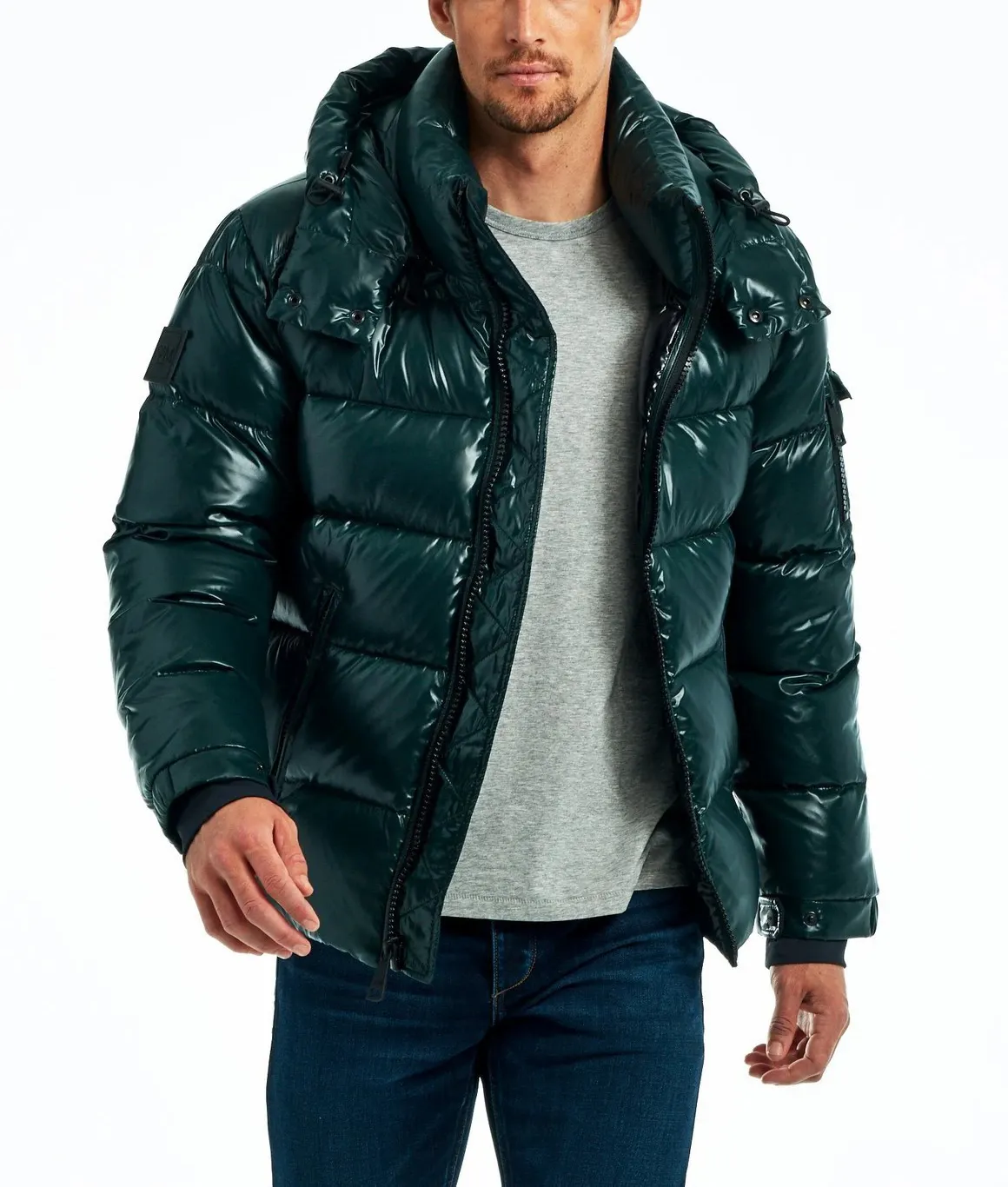 New stylish mens blank warm think puffer bubble jacket casual short shiny windbreaker with hooded plus size winter down coat man