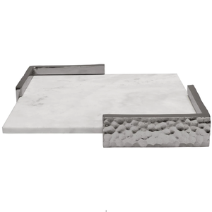 Bandeja de mármol blanco moderna personalizada al por mayor esquinas martilladas decorativas - Product Image 2