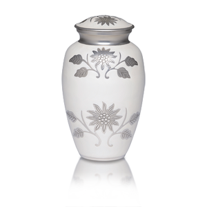 Jolie urne de crémation en forme de fleur argentée, conteneur de cendres humaines métalliques, Premium Pure souvenir - Product Image 3