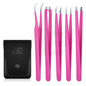 Juego de 2 Pinzas Curvas Puntiagudas para Aplicación de Pestañas, Juego Impreso para Extensión de Pestañas, Acero Inoxidable 2026 - Product Image 5