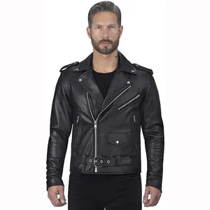 Özel OEM klasik motosiklet Premium deri ceket erkekler için hakiki deri kış sokak giyim ceketler üreticisi