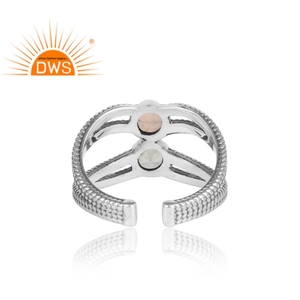 925 Sterling <b>Silver</b> Oxidized <b>Ring</b> Jewelry Manufacturer Green Amethyst and Ethiopian <b>Opal</b> Gemstone Caution <b>Silver</b> <b>Ring</b> Jewelry - Product Image 4