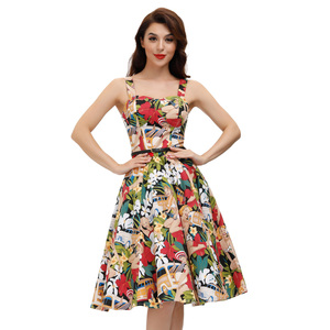 BP000918 BP Retro Vintage Damen <span class=keywords><strong>Wide</strong></span> Strap Sweetheart Neck Flared A-Line Kleid - Product Image 1
