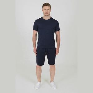 Custom Logo Men Summer Tracksuits 2 Piece Set Plain 100% Cotton Crew Neck <b>T</b> Shirt&Short Sets Unisex Men Casual Outfit Twin Sets - Product Image 1