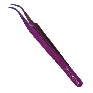Stainless Steel Eyelash Extension Strong Curved Tip Tweezer in Purple Color with Your Own Logo, Eyelash Extension Tweezer - Product Image 2