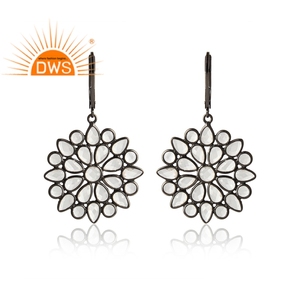 Boucles d'oreilles en argent Sterling, pierre précieuse en Zircon blanc, vente en gros, motifs floraux, vente en gros - Product Image 3