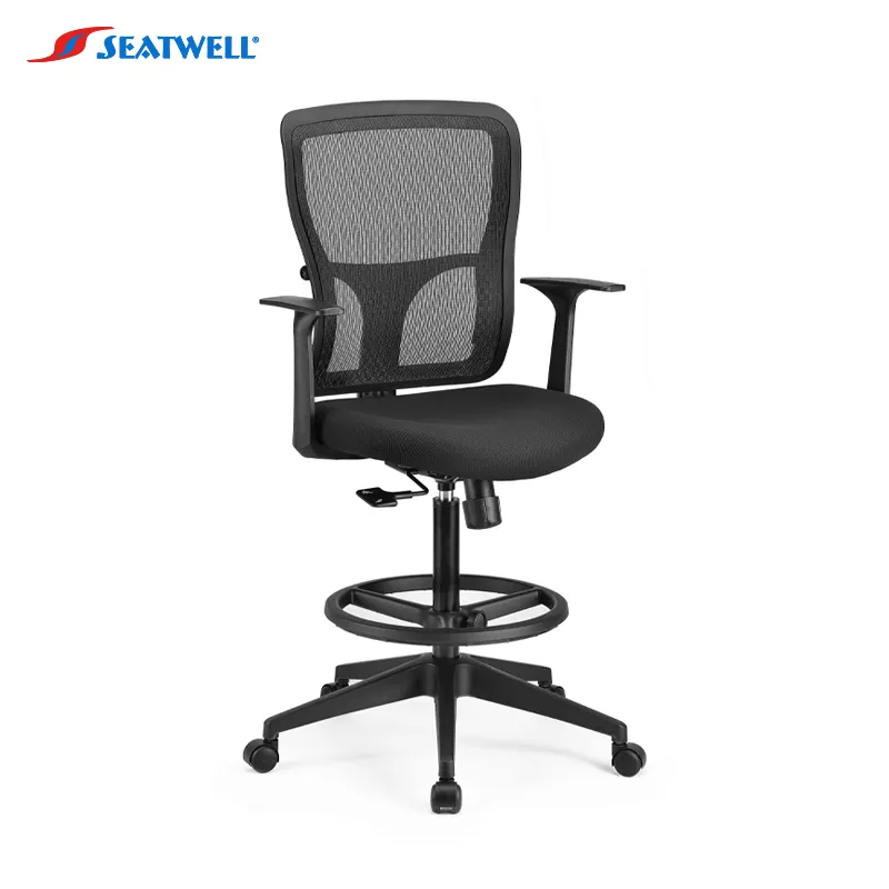 Ofis ayak dayayacaklı sandalye koltuk yüksekliği ayarlanabilir üretici doğrudan satış örgü ofis koltuğu