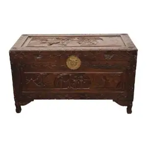 High Quality Indian Antique Trunk Carved Wood With Rattan Iron Hardware Wholesale And Manufacturer India 2021